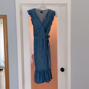 J. Crew ruffled shoulder wrap dress